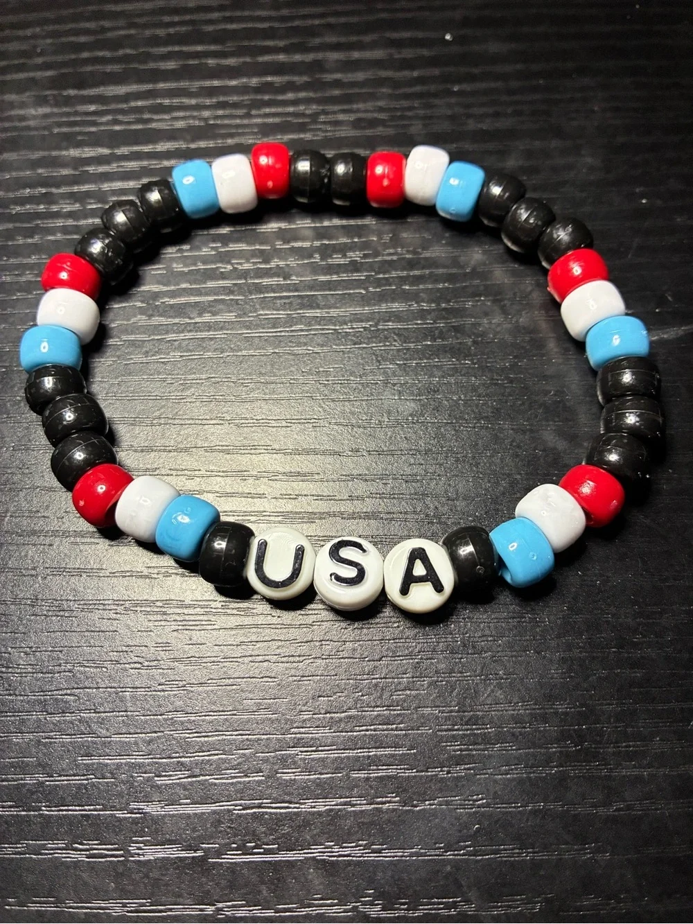 Kids USA Beaded Stretch Bracelet - Red White Blue